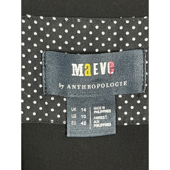 Maeve Anthropologie Dress Womens 10 Black‎ Tunic Sleeveless Embroidered Lined - Picture 3 of 11